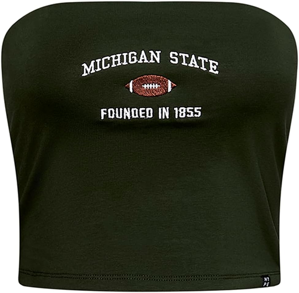 Hype & Vice Michigan State Official Collegiate Tube Top for Women – University-Themed Strapless Top for College Game Day & Tailgate Outfits, Hunter Green, XL