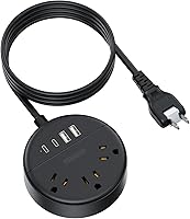 Vista 1 de NTONPOWER 2 Prong Power Strip, 1875W 2 Prong to 3 Prong Outlet Adapter, 2 Prong Extension Cord 5 ft, Rotating Plug, Wall Mount, 3 Outlet 2 USB A+2