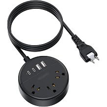 NTONPOWER 2 Prong Power Strip, 1875W 2 Prong to 3 Prong Outlet Adapter, 2 Prong Extension Cord 5 ft, Rotating Plug, Wall Mount, 3 Outlet 2 USB A+2 USB C, Two Power Strip for Travel, Older House, Dorm