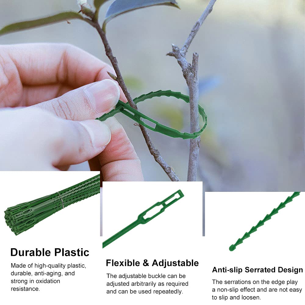 Pack 150 Bridas Ajustables Para Plantas - Verdes, Reutilizables, De Plástico, Para Atar Ramas Y Soportes