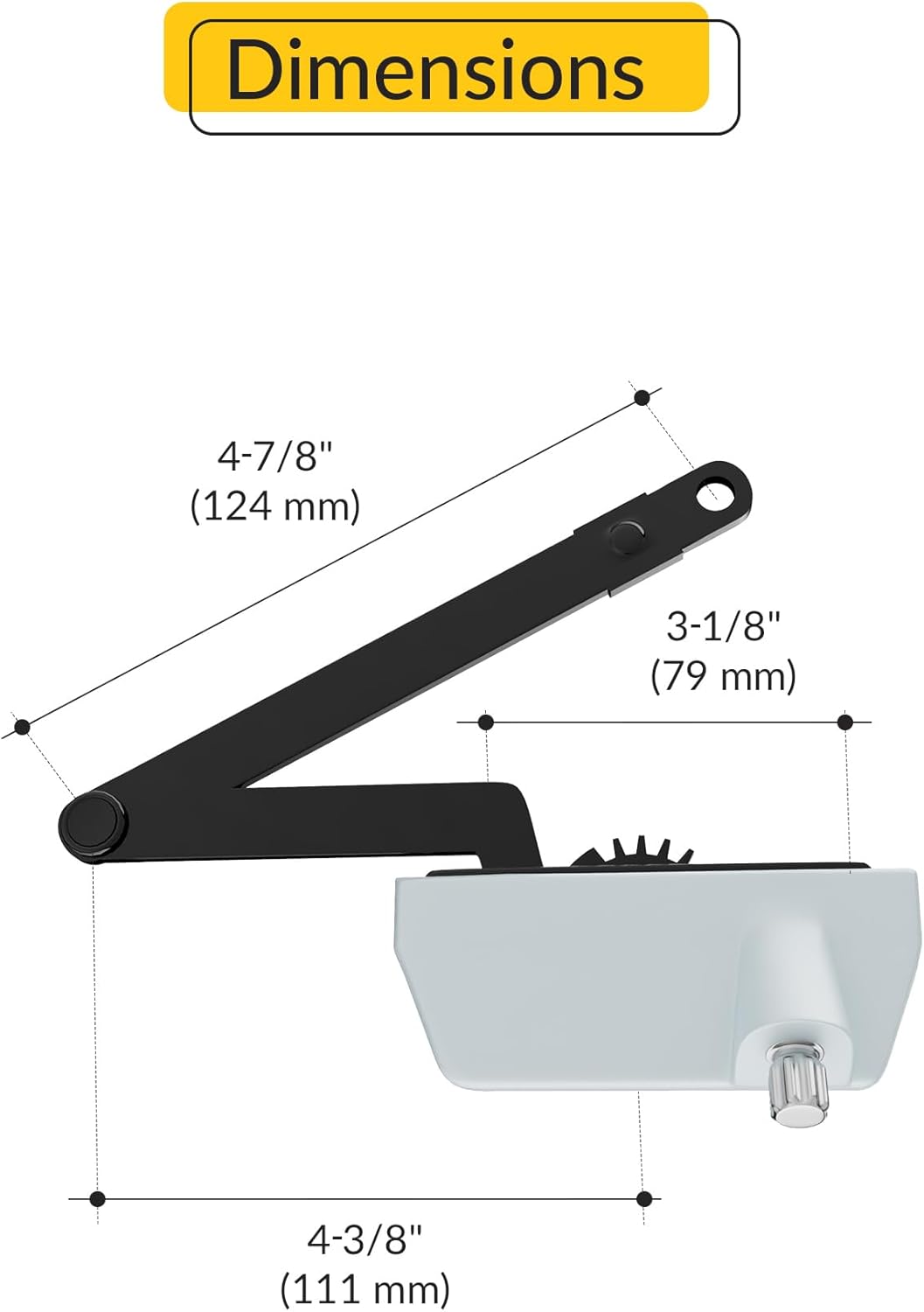 Brixwell Straight Arm Casement Operator, Right Hand, Metal Die Cast Housing, Stainless Steel Arm and Worm Gear, Blue White Finish, 4-7/8" Arm Length, 3-1/8" Mounting Hole Spacing
