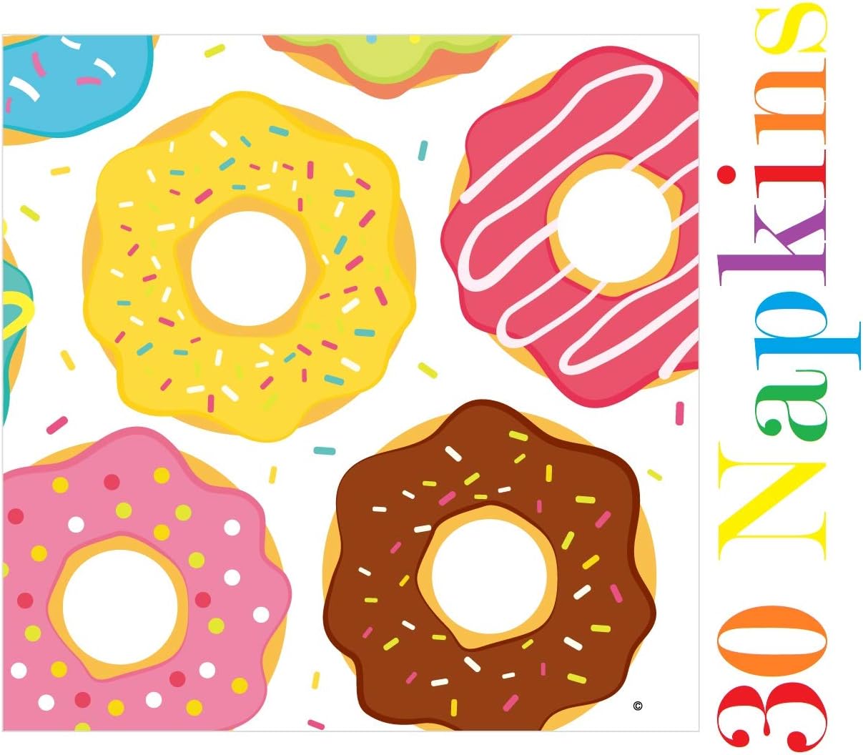 Serves 30 Complete Party Pack Donut Party 9" Dinner Paper Plates 7" Dessert Paper Plates 9 oz Cups 3 Ply Napkins Cake Topper Table cover Donut Grow Up Balloon Donut Theme Party - Image 6