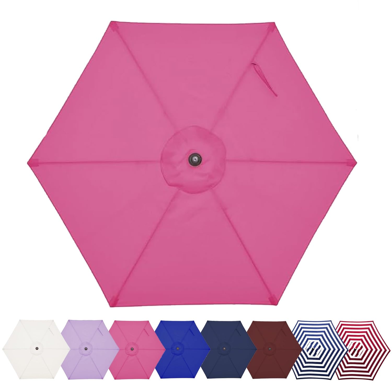 UYTOIZ UV Protection Market Table Umbrella Polyester Fabric Canopy Cover,Patio Replacement Parasol Canopy 6 Ribs,6.6ft/8.2ft/8.9ft/9.8ft Ease of Use Garden Parasol Cover Cloth(Rose Red,8.9ft)
