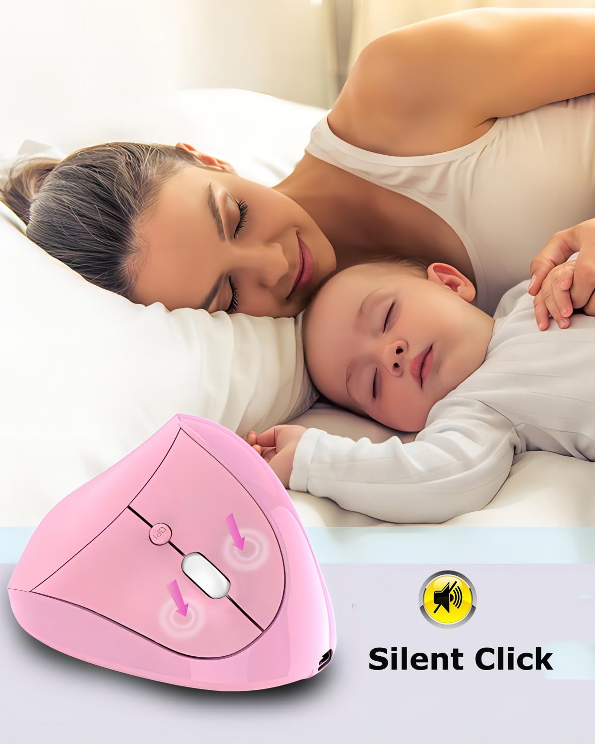 Kabellose Maus, ergonomisch, Bluetooth und USB, Dual-Modus, vertikal, leise, Multi-Gerät, Ergo-Karpaltunnel-Mäuse für Mac/PC/Laptop/Computer/Tablet/iPad/MacBook Air/Pro, Arbeit, Büro, Frauen, Mutter