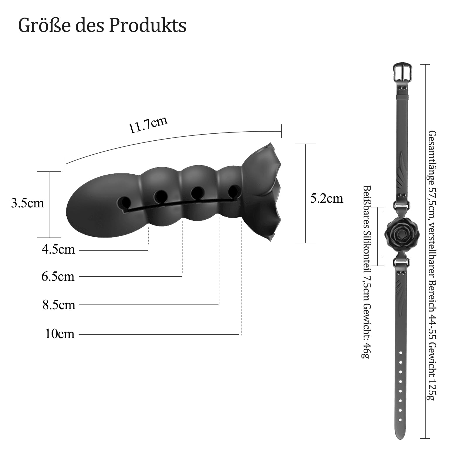 Baillon BDSM sex toy pour Couple, SM Bouche Gag Gode Bâillon Boule en Silicone, Sex mouth plug BDSM Accessoire Jeux Sexuels Jouet bouche (Noir)