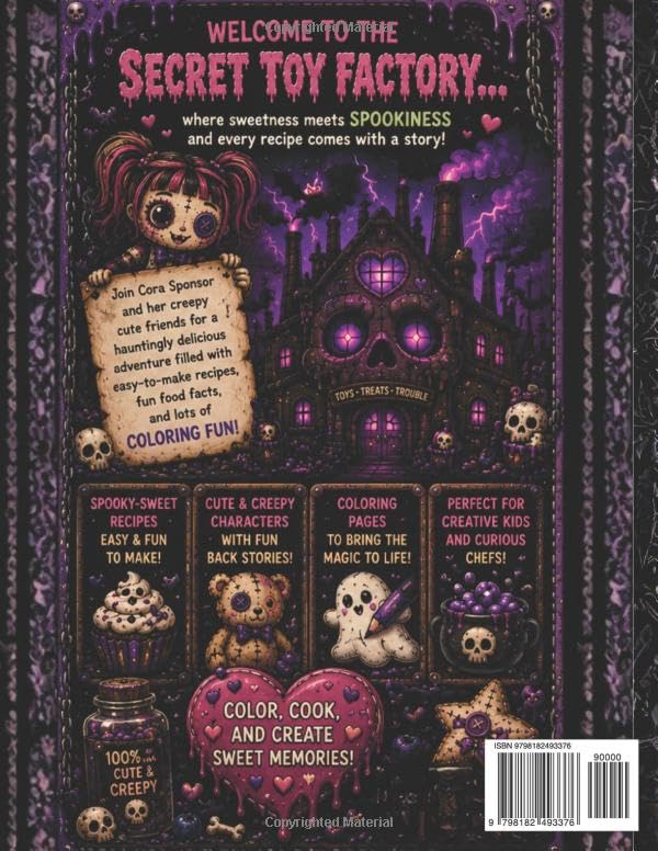 Cora's Cute and Creepy Coloring Book and Cookbook: A Magical Adventure in the Secret Toy Factory image 3