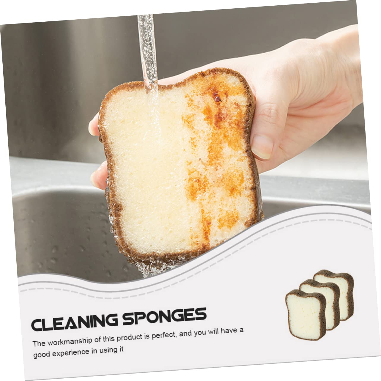 Éponge de Nettoyage Toast 6 Pièces en Mousse Lavable Réutilisable