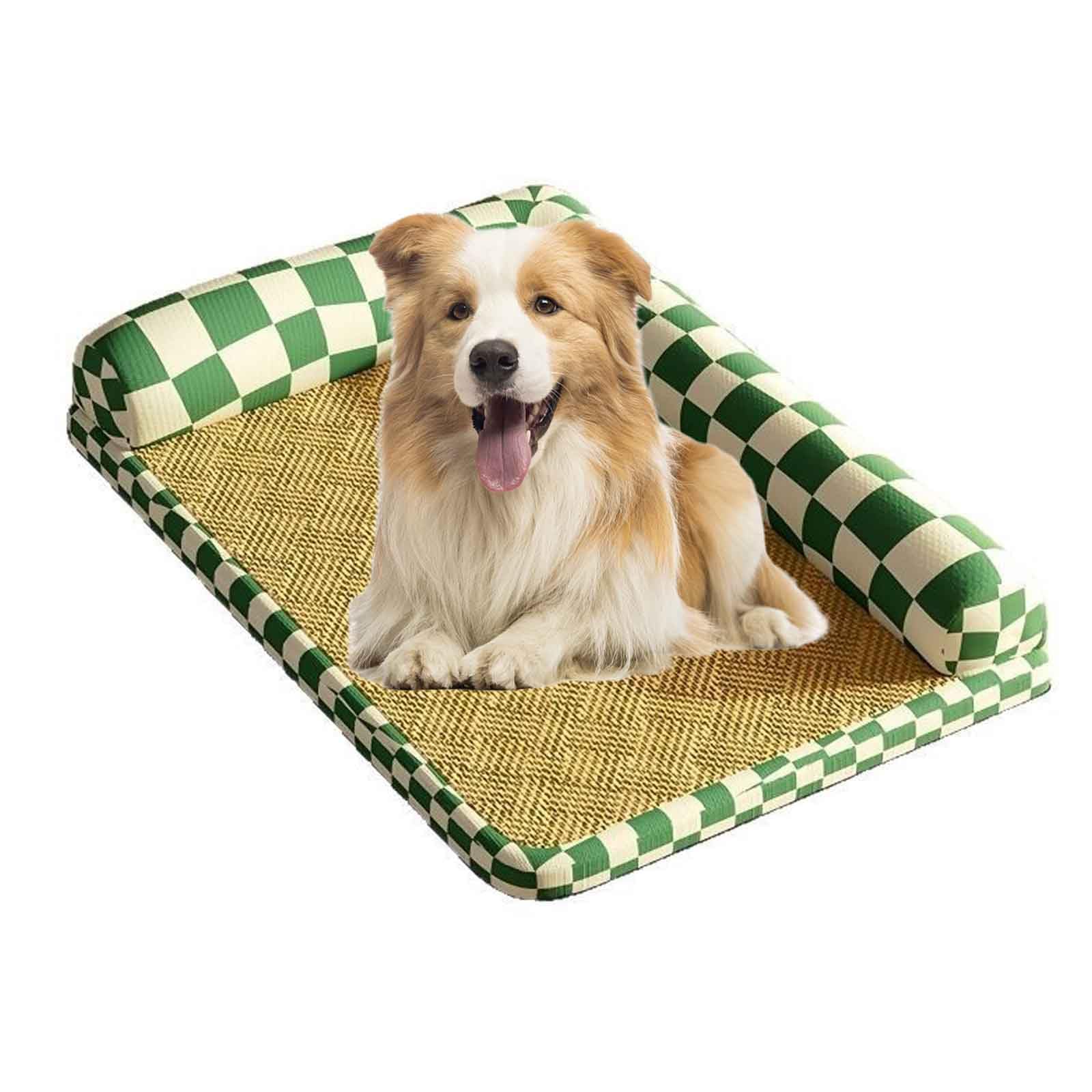 JFGCTYHXY Pet mattresses, Non Skid Bottom, Flat Dog Mattress, Scratch-Resistant Pet Summer,Blue,S
