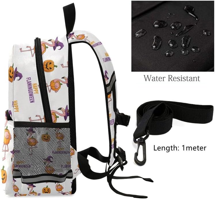 QUGRL Happy Flamingo Halloween Toddler Backpack for Boys Girls Kids School Backpack with Chest Strap Leash Preschool Schoolbag Nursery Kindergarten Bag for Daycare Travel Hiking School