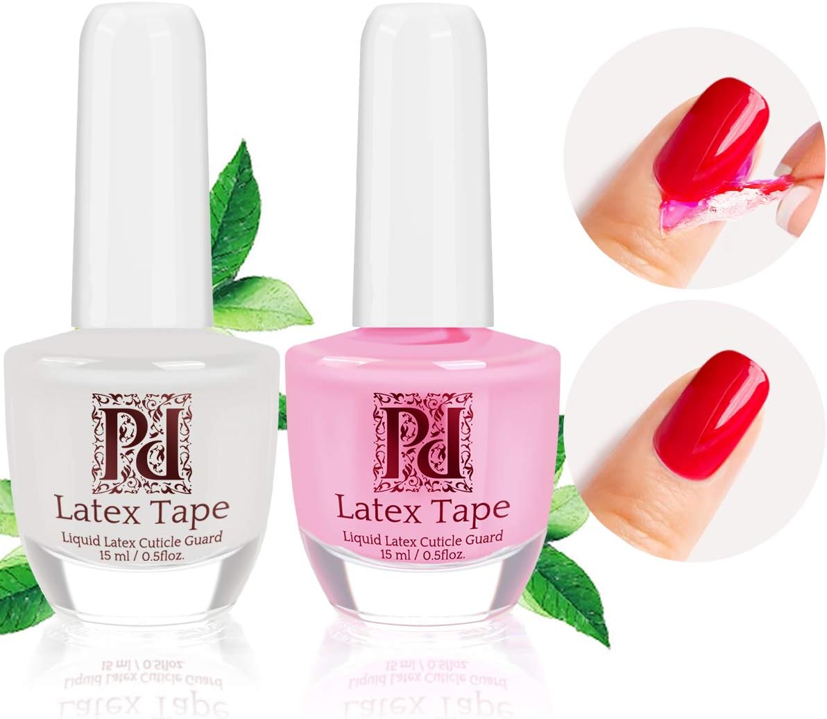 PrettyDiva Liquid Latex for Nails - 2PC Fast Drying Peel off Nail Polish Barrier Cuticle Guard Skin Barrier Protector Latex Tape for Nail Art