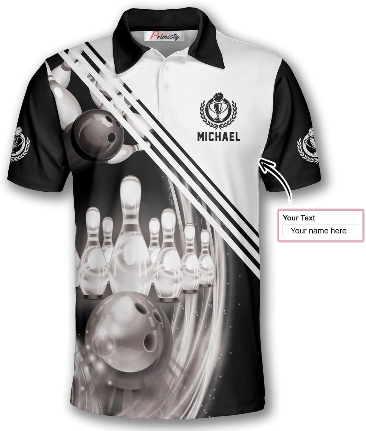 PRIMESTY Custom Bowling Shirts- Short-Sleeve Bowling Shirts for Men- Personalized Bowling Shirts Men's Polo