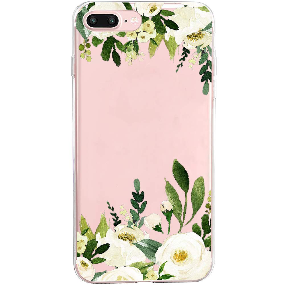 iPhone 7 Plus&8 Plus Case,Flyeri Crystal Fashion Floral Pattern Transparent Clear Soft Silicone TPU Ultra Thin Phone Cover Back Cases for Apple iPhone 7 Plus&8 Plus-3