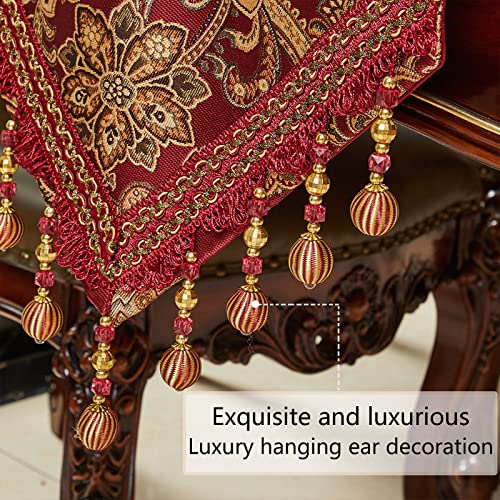Lufeijiashi SBDB-RED-ZQ-72 Luxury Vintage Table Runners 72 Inches Long Embroidery Jacquard Fabric thumb #3