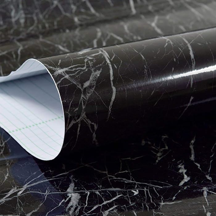 Buy 60cm X 200cm Elegant Black Marble Adhesive Paper Peel Stick Granite