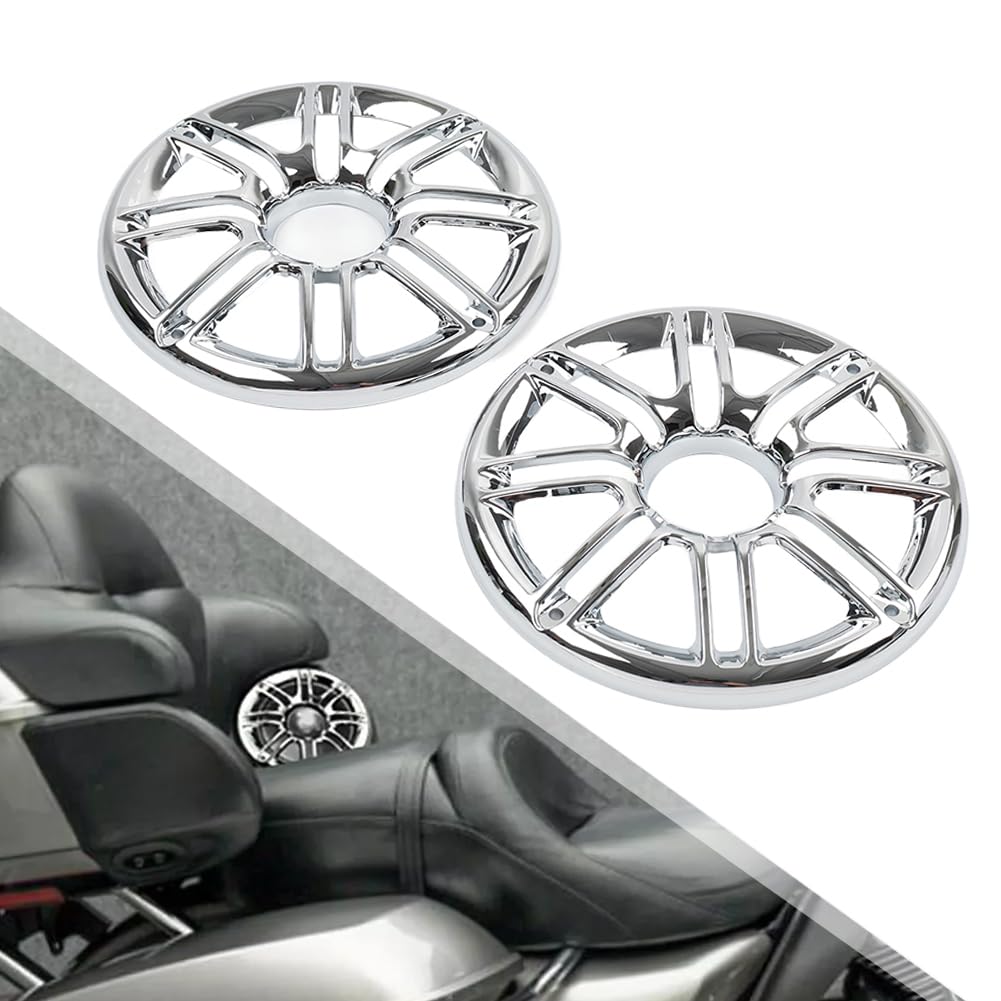 Cnardg24 1pair Rear Flame Speaker Trim Grill Fairing Cover ABS Chrome For FLHTCU/L FLHTCLTC Road Glide Ultra FLHTK/L Motorbike