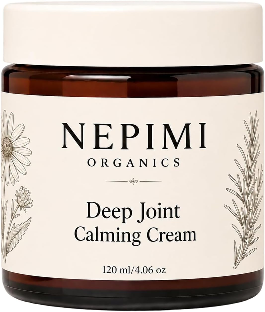 Nepimi Organics Deep Joint Calming Cream, Moisturizing Massage Topical Body Cream for Shoulders, Knees, Elbows & Back,120 ml/4.06 oz