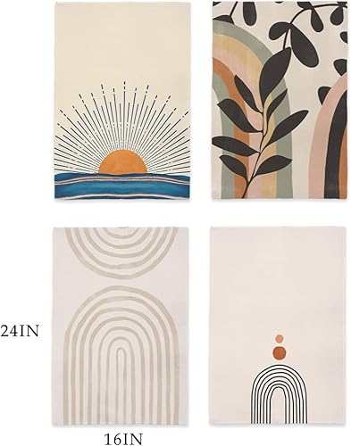 Miniatura 2 de QODUNG Sun Rainbow Mountains - Toallas de cocina suaves de 16 x 24 pulgadas, juego de 4 paños de secado bohemios, paños de cocina para dormitorio