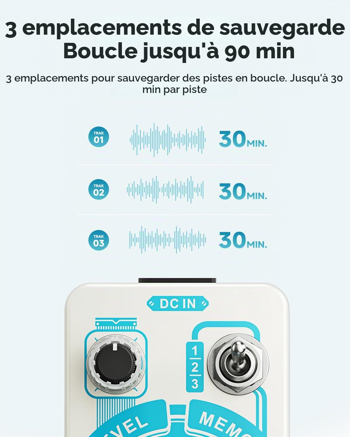 Donner Triple Looper 3 Slots Chacun 30 Minutes Max avec Affichage pour Guitare, Basse