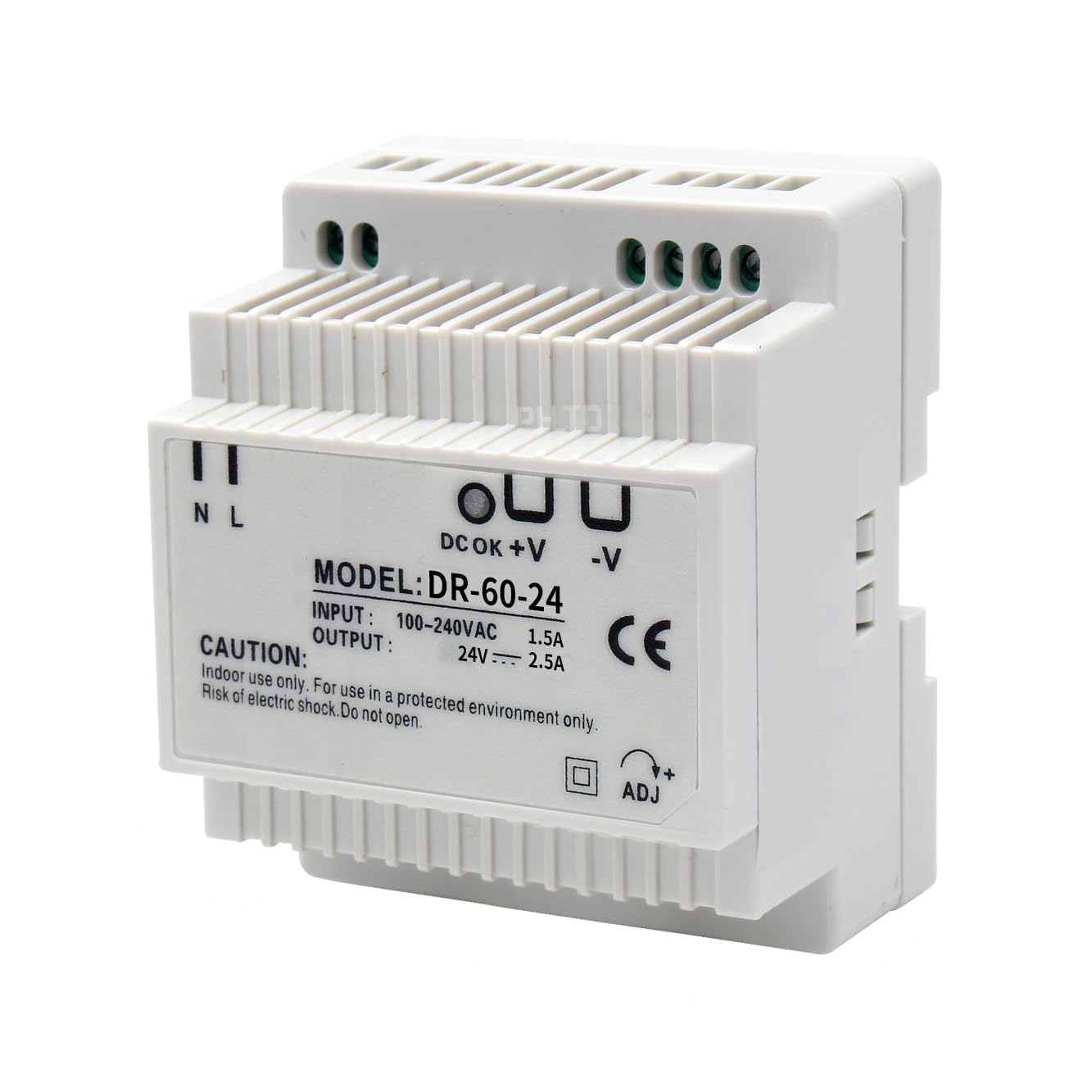 Transformateur pour rail DIN Sortie 24V/2.5A pour Visiophone connecté 2 fils, Bloc d'Alimentation Entrée 100-240 V AC 50/60 Hz pour Interphone Vidéo