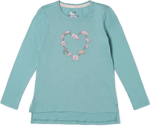 Jockey UG11 Girl's Super Combed Cotton Graphic Printed Regular Fit Full Sleeve T-Shirt