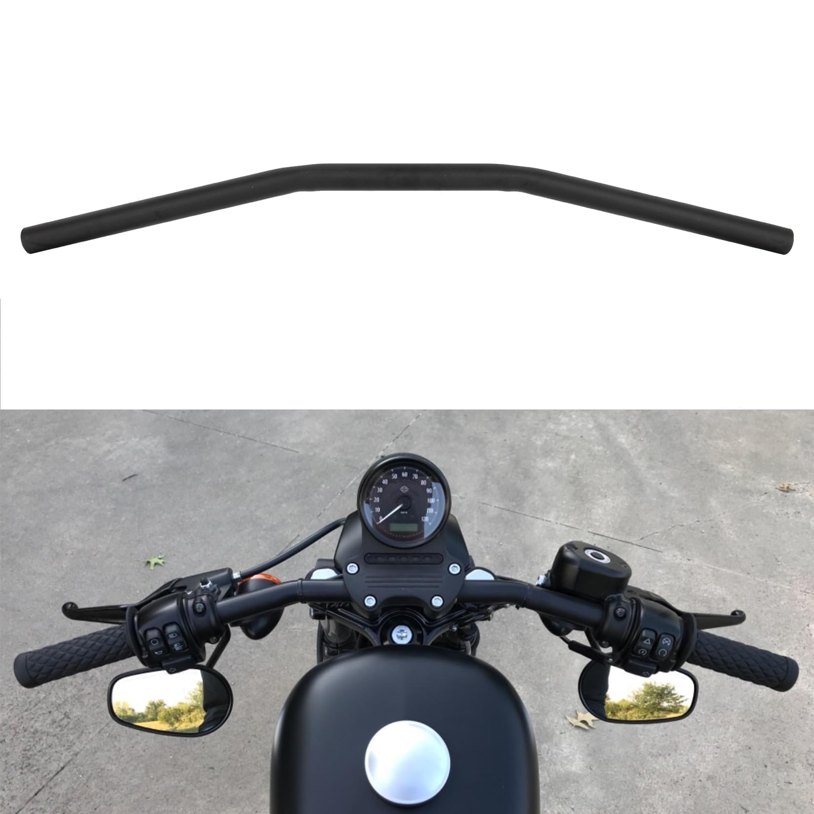 PSLER 1" Motorcycle Drag Bar 25mm Pull Back Handlebar for Sportster Cruiser XL 883 1200 Cafe Racer Custom Chopper Softail Dyna Street Bob