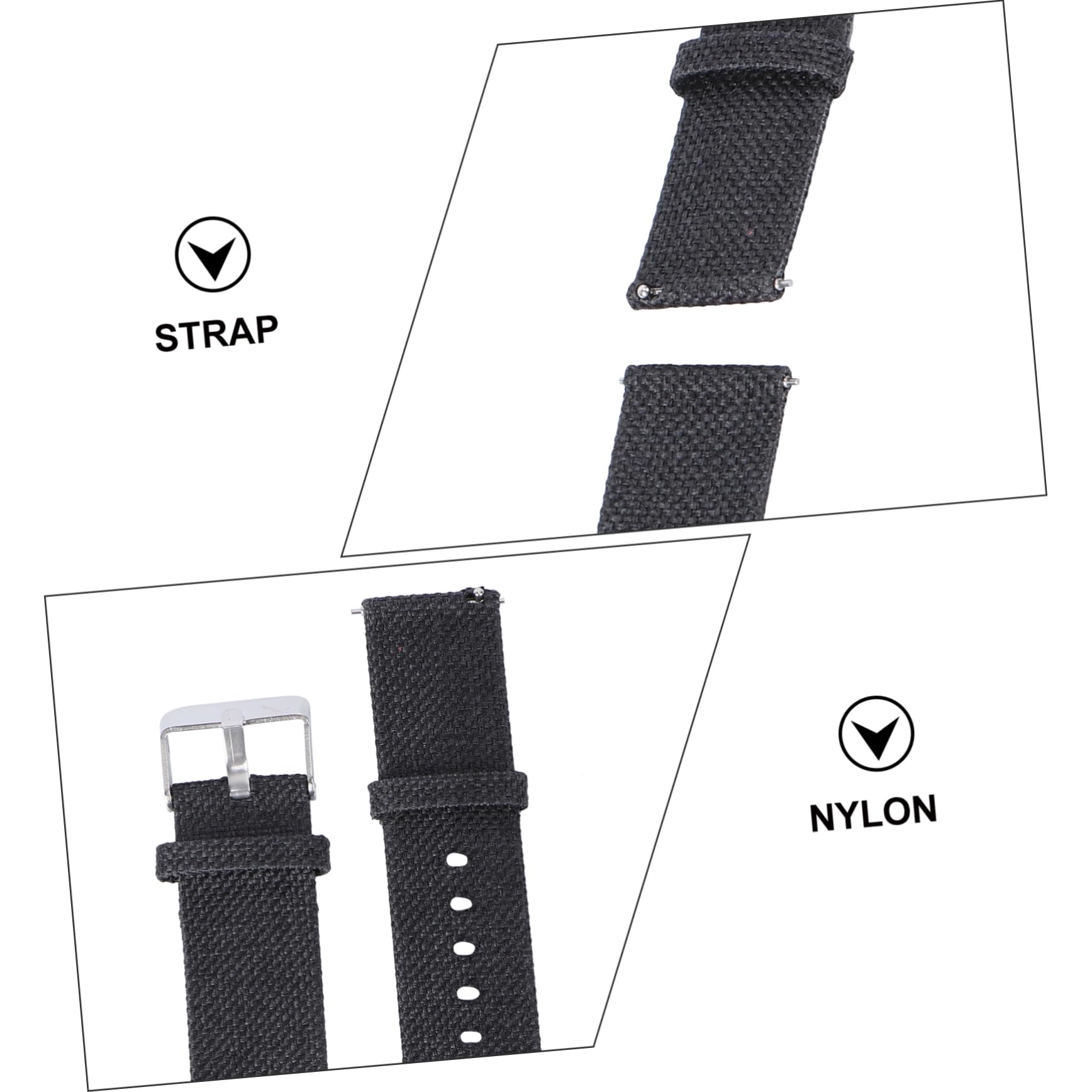 Artibetter Correa De Repuesto Para Reloj Inteligente 3 Unidades 20 Mm De Nailon De Lona ​​cómoda Y De Liberación Rápida Color Negro.