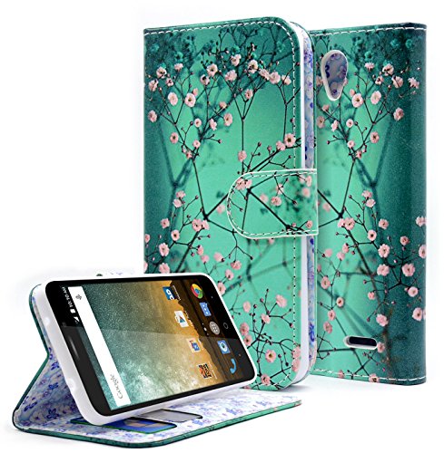 NageBee ZTE ZFive 2 Case, ZTE Prestige Case, ZTE Maven 2 Case, ZTE Sonata 3 / Avid Plus Case, [Kickstand Feature] Premium PU Leather Flip Fold Wallet Case with [ID&Credit Card Slot] - Plum