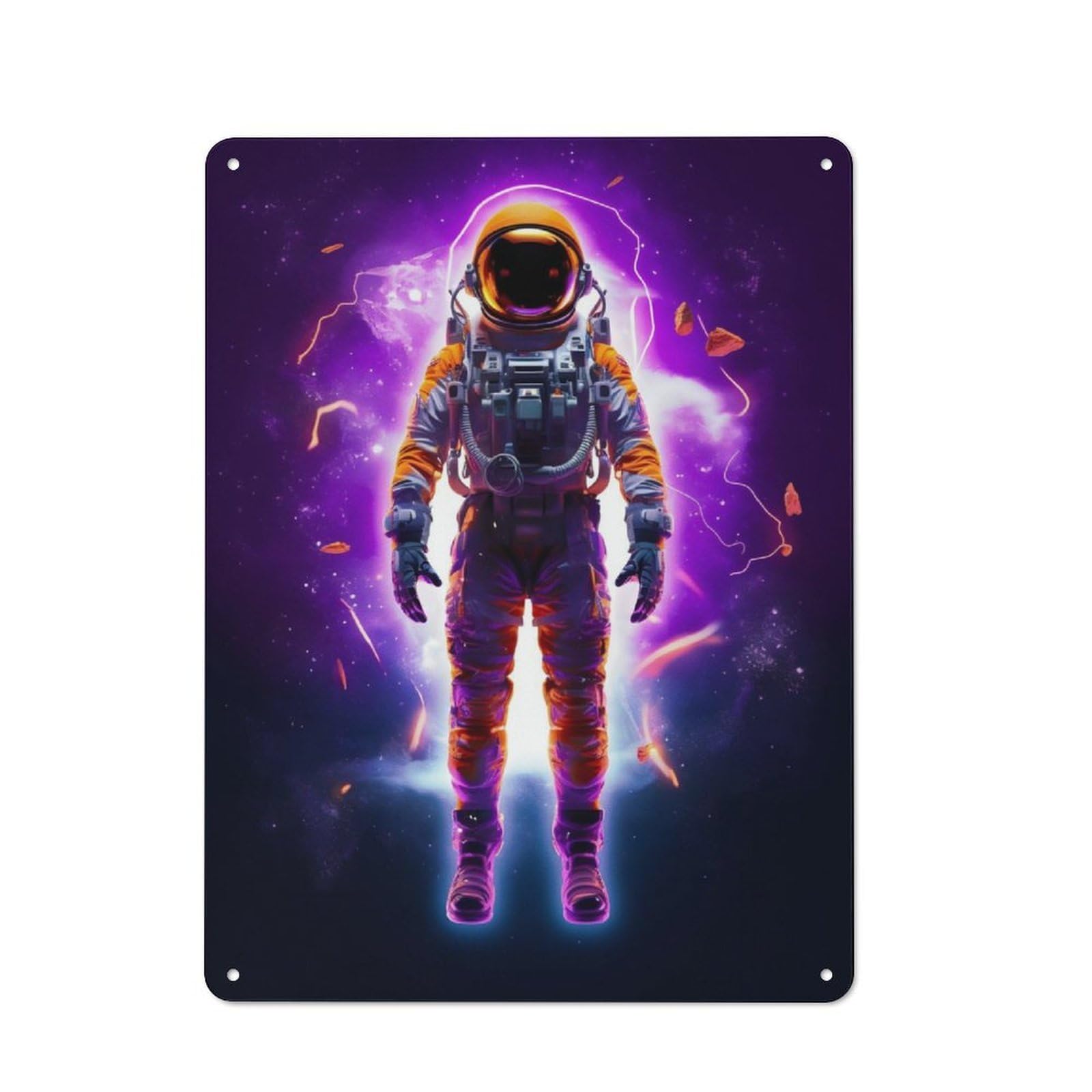 Junmoney Magenta Neon Astronaut For Garden Room Or Summerhouse, Vintage Tin Sign 40X30cm, A Metal Wall Feature For Garden Rooms And Summerhouses