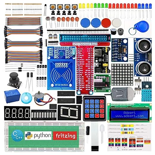 Adeept Starter Kit RFID per Raspberry Pi 4/3/2 Modello B/B+, Motore passo-passo, ADXL345, Scheda di estensione GPIO a 40 pin, con C e codice Python,Manuale dell'utente in PDF