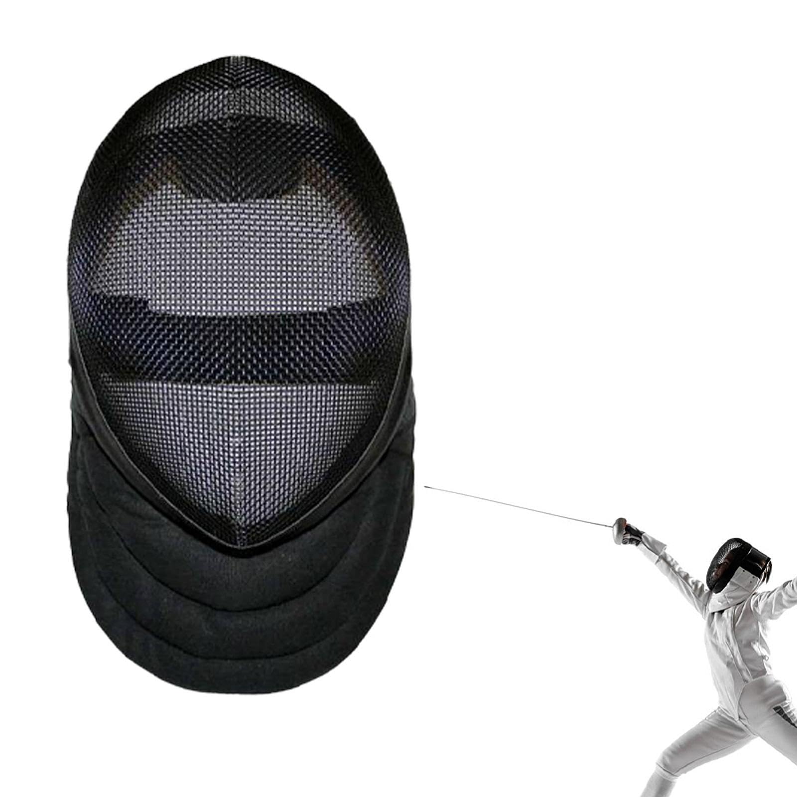 Harilla Fechthelm mit Innenfutter Comfort Fechtausrüstung Fechtmaske zum Üben, Schwarz L