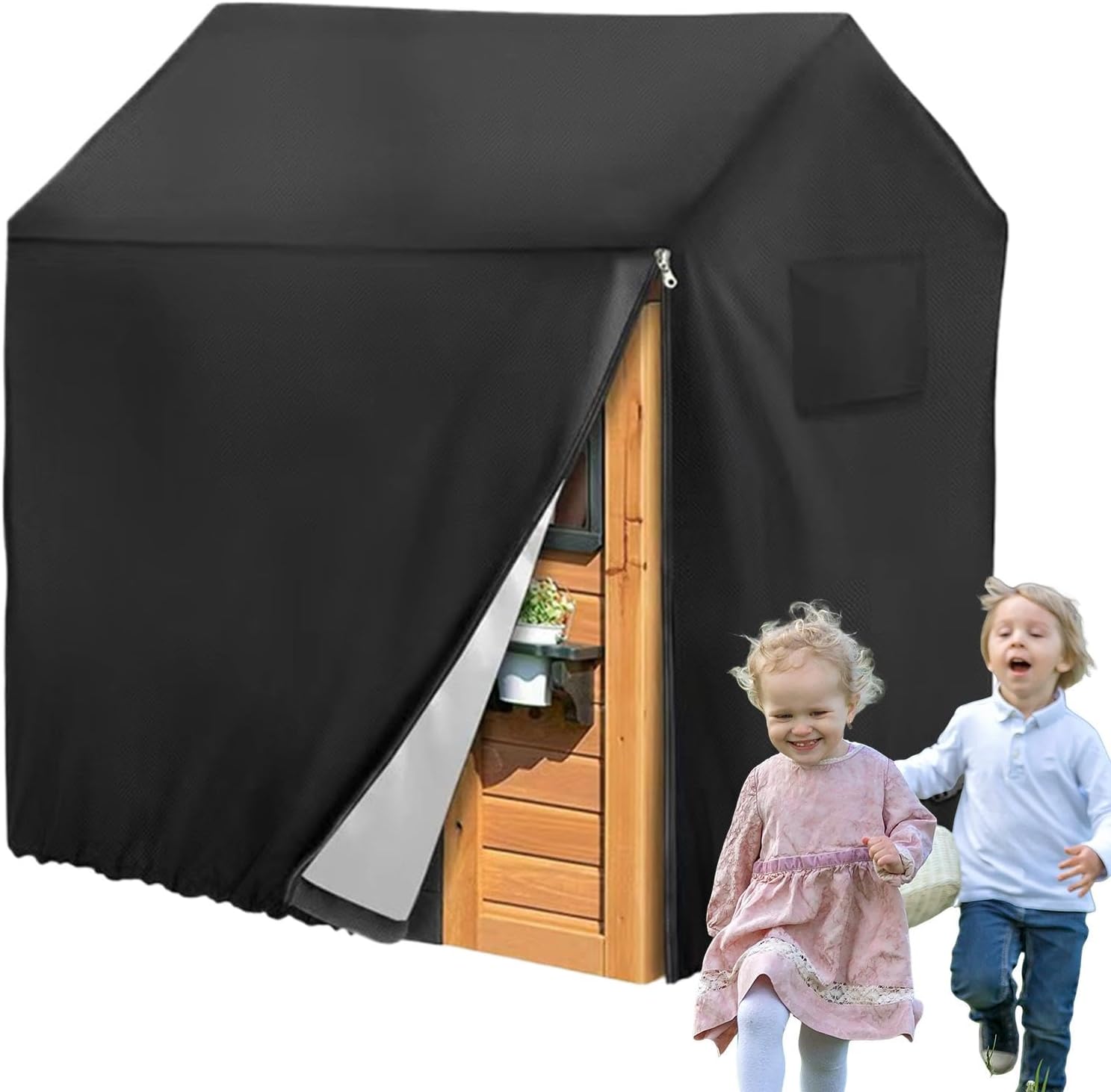 Outdoor Playhouse Cover, Waterproof Cover For Playhouse, Black Protective For Playhouse,Outdoor Play Supplies, Patio Furniture Accessories, Kids Play House Tarpaulin For Garden