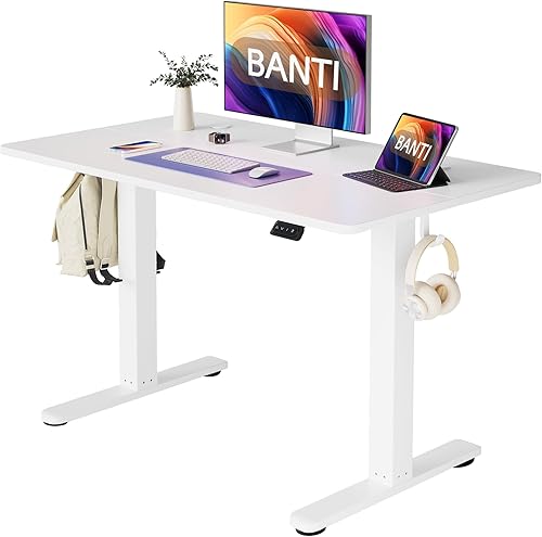 BANTI Escritorio eléctrico de pie ajustable de altura de 48 x 24 pulgadas, mesa de pie, escritorio de oficina en casa con tablero de empalme, parte