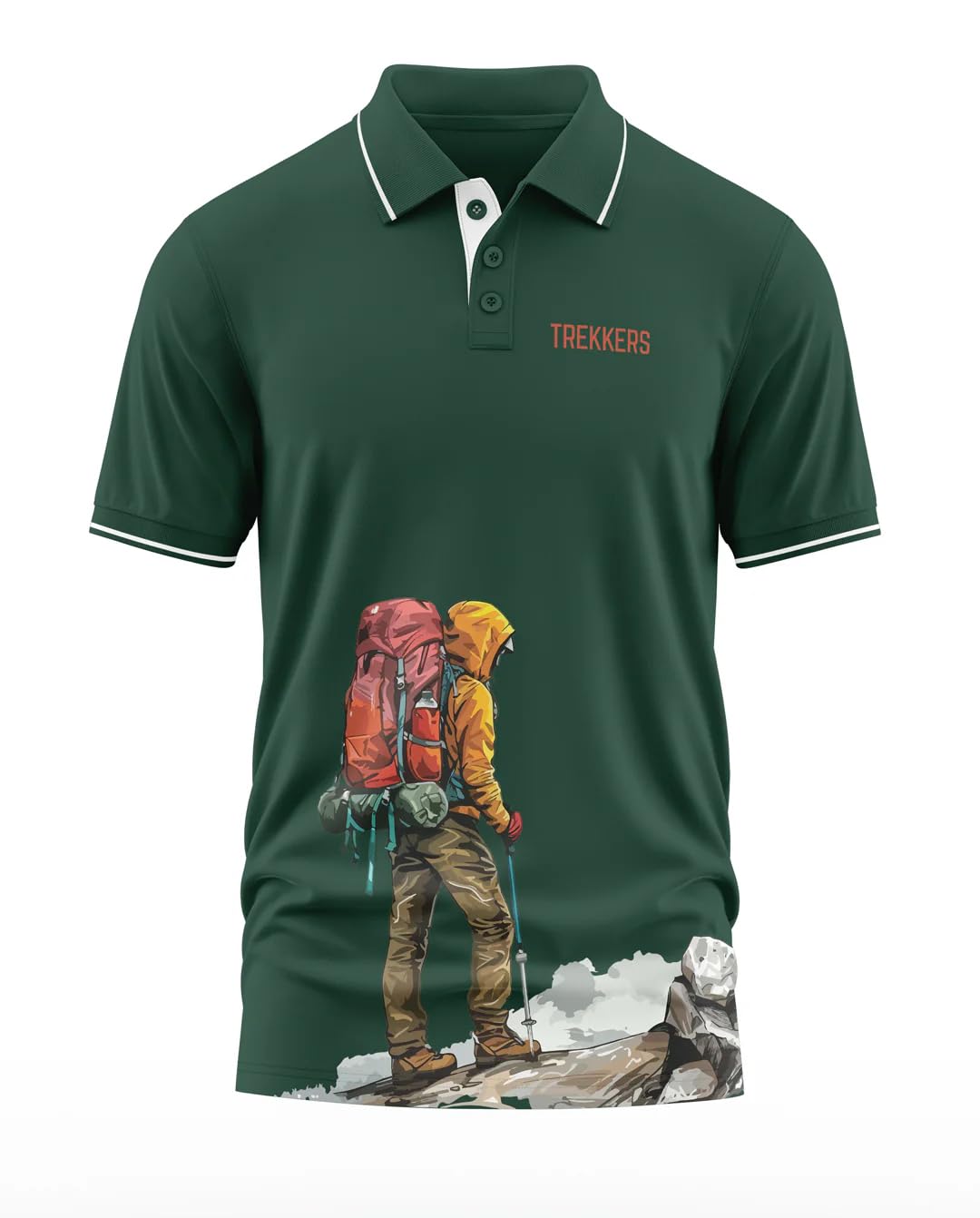 100% Cotton Polo T-Shirt for Men | Stylish Trekking Adventure Print Design | Soft 270 GSM Fabric | Casual & Outdoor Wear ‍ | Comfortable Daily Outfit-image-1