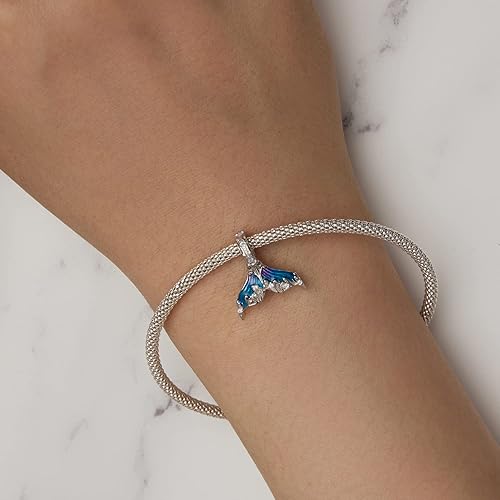 Miniatura 4 de BISAER Dijes colgantes de plata de ley 925 para pulseras, gatos, perros, perezosos, animales, mariposa, hada, corazón, colgante