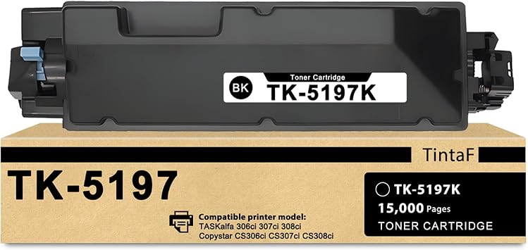 Compatible TK-5197 TK5197 Toner Cartridge Black 1-Pack Replacement for Kyocera TK-5197K TK5197K Toner Cartridge for TASKalfa 306ci 307ci 308ci Copystar CS306ci CS307ci CS 308ci Printer