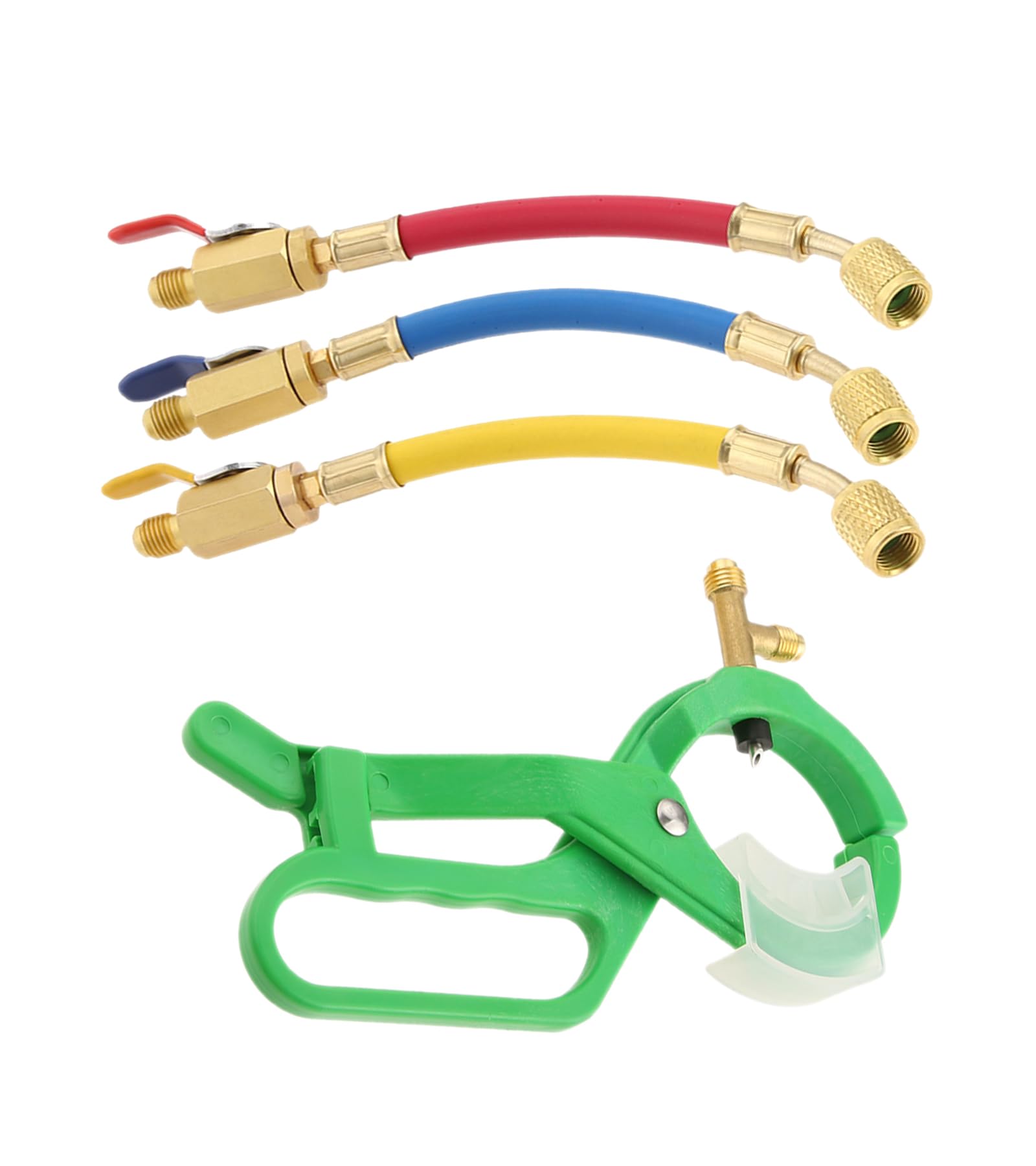 Mtsooning R134A R410A R22 R12 AC Charging Hoses and Ball Valve Set,3-in-1 Can Tap Valve with 7" HVAC Ball Valve Hoses 1/4" SAE Thread, for Air Conditioning Manifold Gauge 1/4" Thread Hose Set