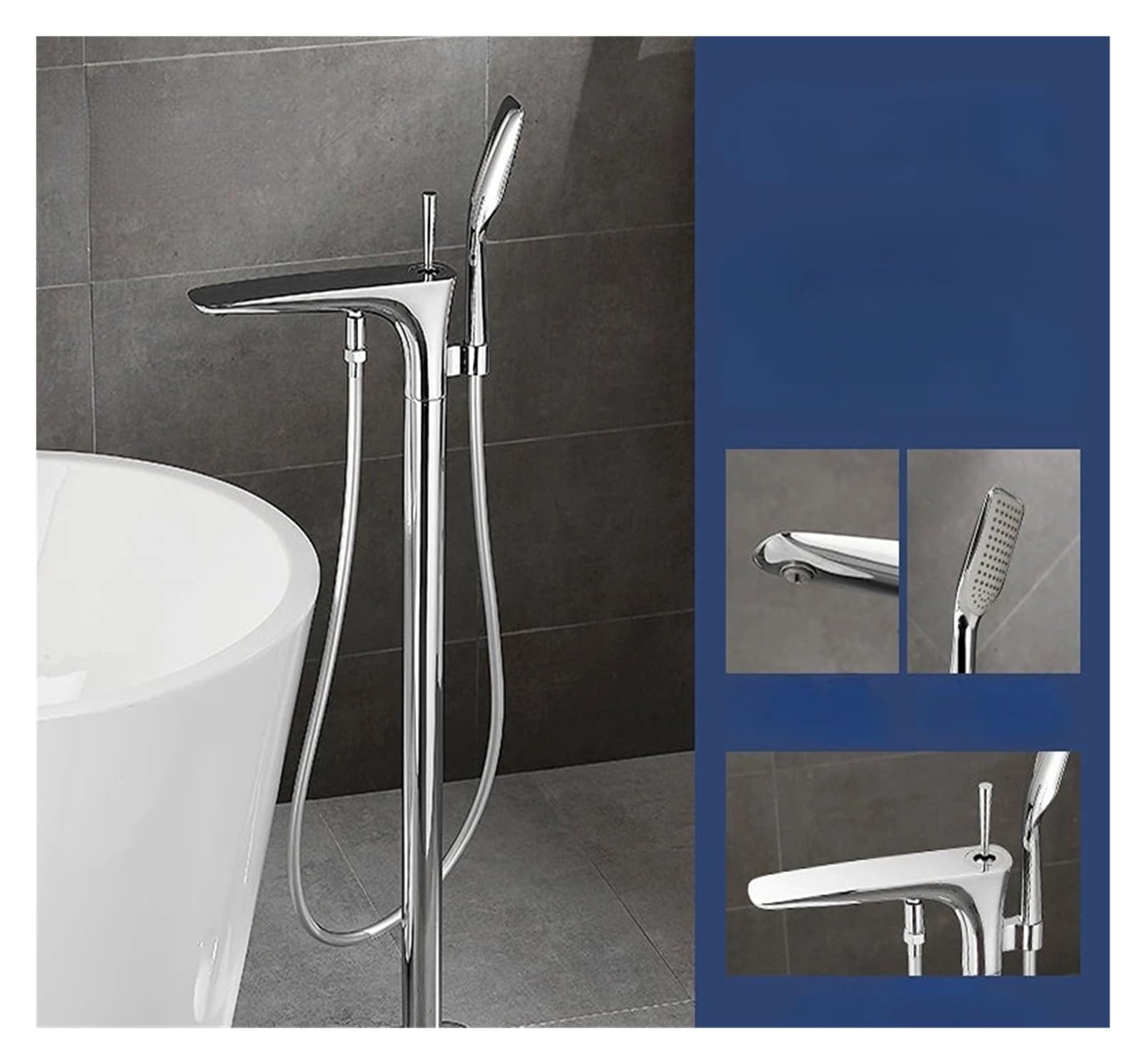 Psnklmm Color18 Floor Standing Bathtub Faucet Brass Bath Independent Cold And Hot Water Shower Tub Mixer Tap Handshower