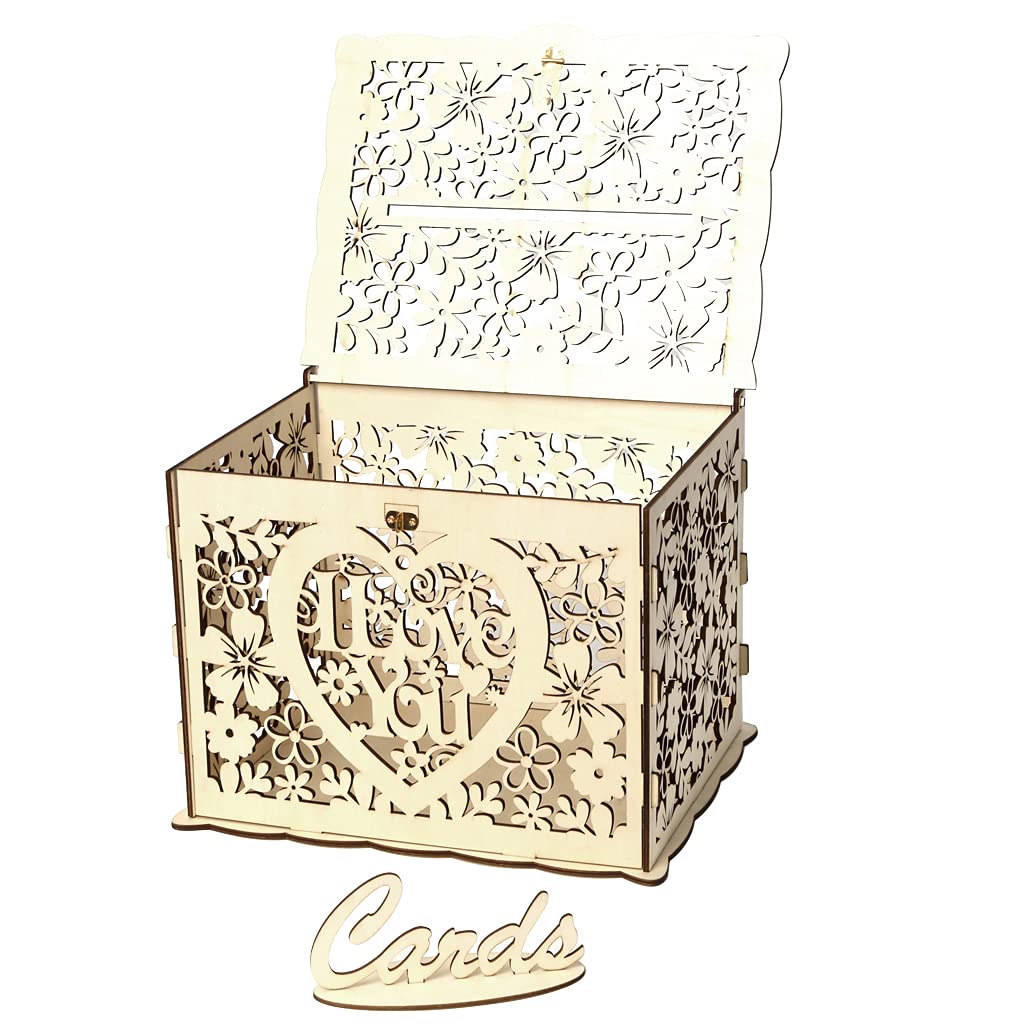 Salvadanaio Matrimonio In Legno Fai Da Te - 31x24x22cm, Con Serratura - Per Ricevimenti E Feste - Foto 6