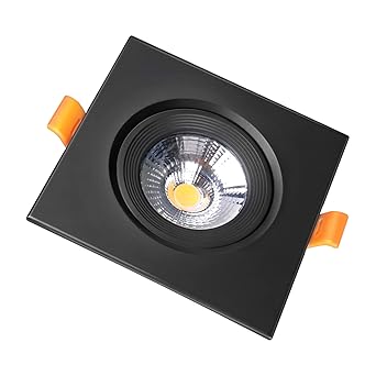 KOLORS 3W, Warm White, Spot Light | Tiltable | Spot recessed COB Light | Focus Light for Ceiling | Down Ceiling Light | Ceiling pop Light | Accent Lighting, Square, Black