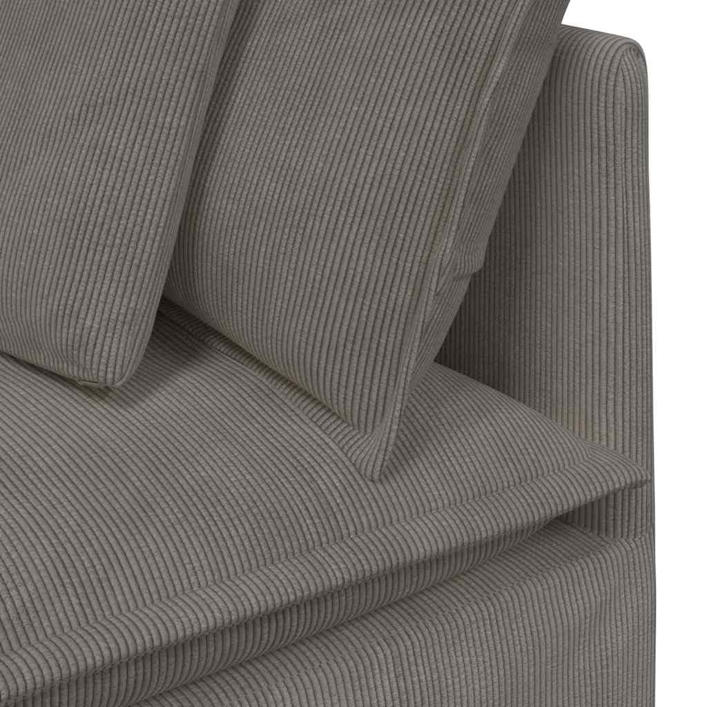 Sofá modular con cojín de pana gris claro, 317 x 217 x 64 cm, esquina tapizada, con estructura de metal y relleno de espuma para salón, salón y cine en casa