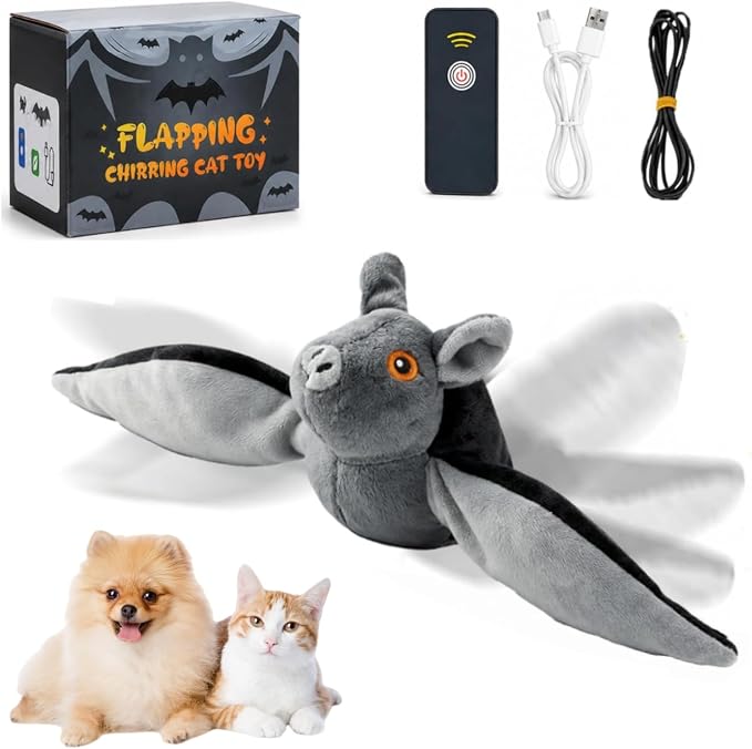 Jinbaoer Flying Bat Pet Toy Flaps & Entertains Actively
