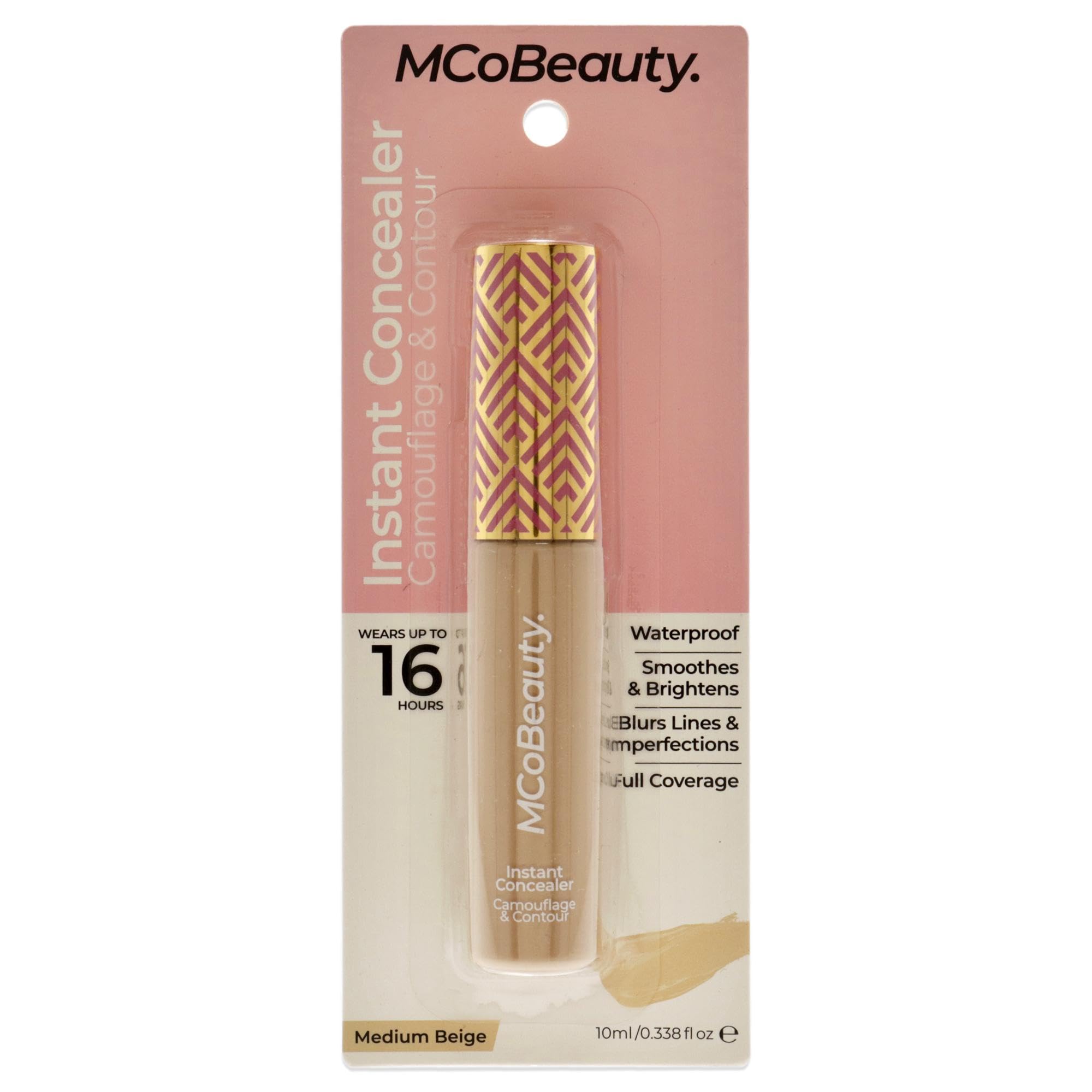 MCoBeauty Instant Camouflage And Contour Concealer, Creamy, Full Coverage, Waterproof, Long-Wear, Medium Beige, 0.3 Oz