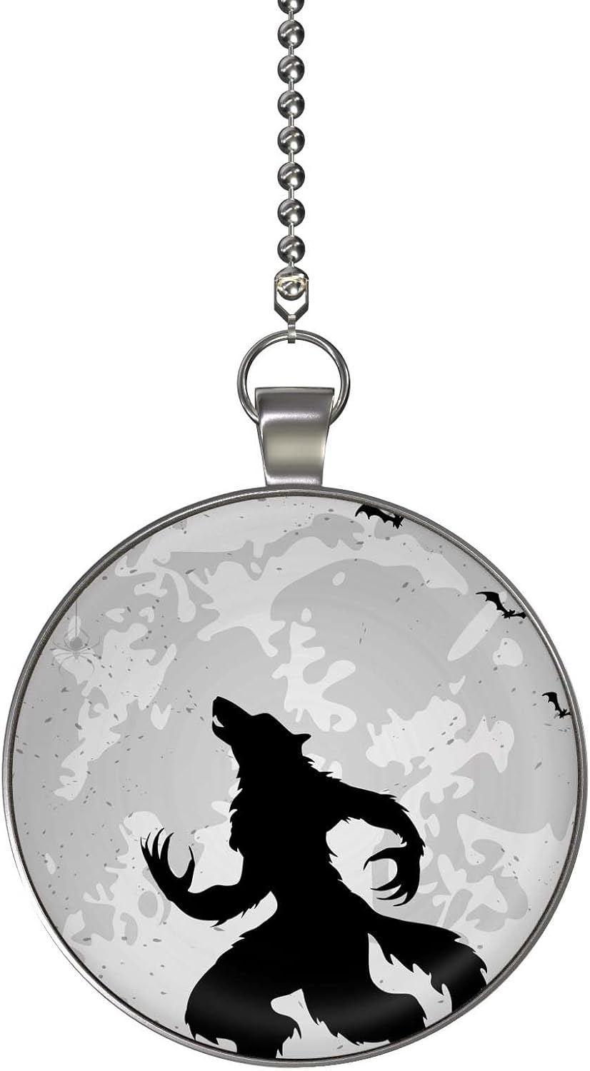 Halloween Wolfman Moon Glow in The Dark Ceiling Fan and Light Pull Chain Pendant Single Sided