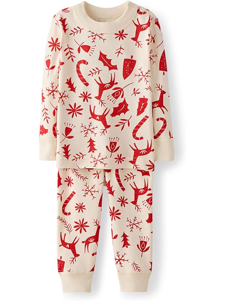 White Hanna Andersson Long John Pajama Set (Infant/Toddler/Little Kid/Big Kid)
