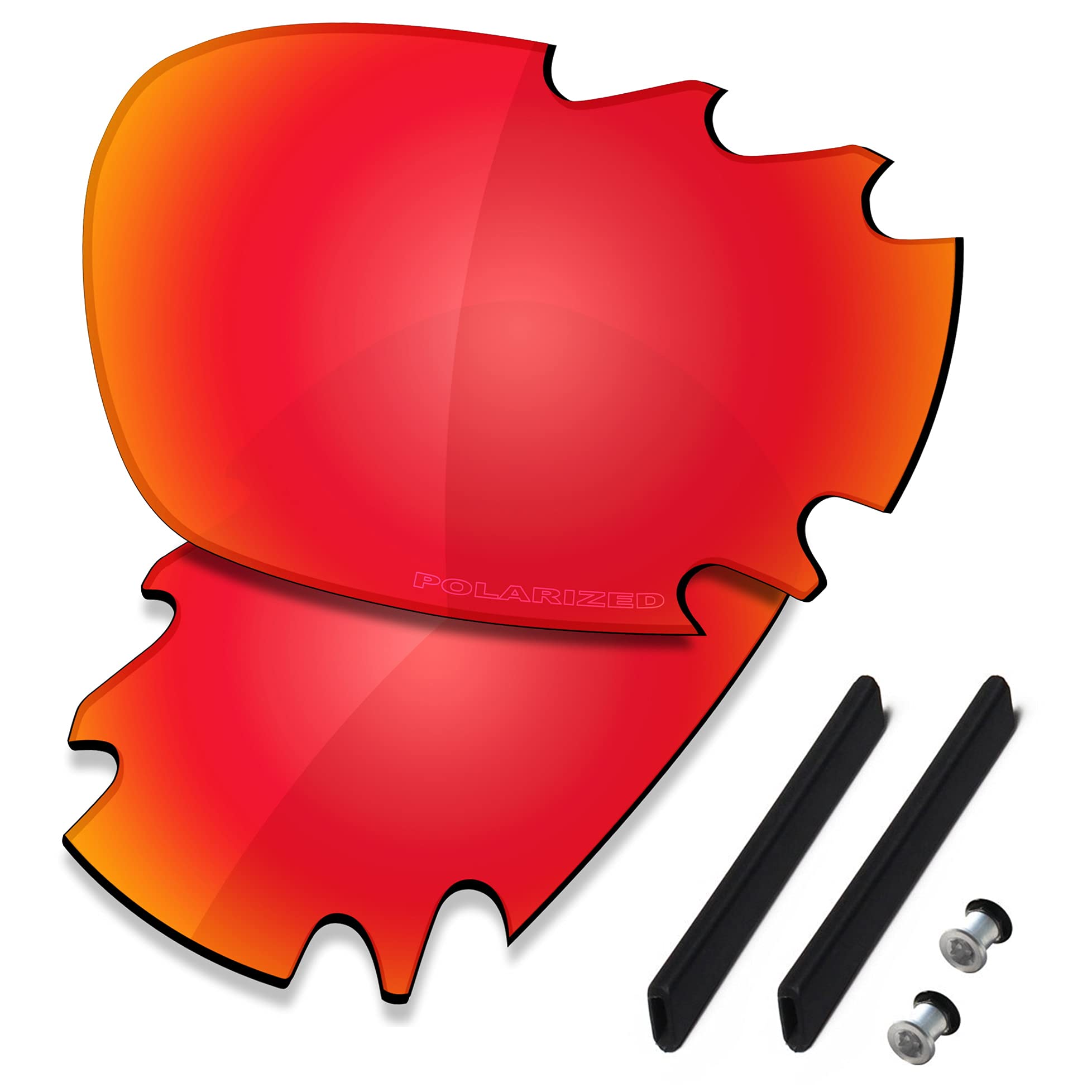 Saucer Premium Replacement Lenses for Oakley Jawbone Vented Racing Jacket Sunglasses High Defense - Fire Red Polarized