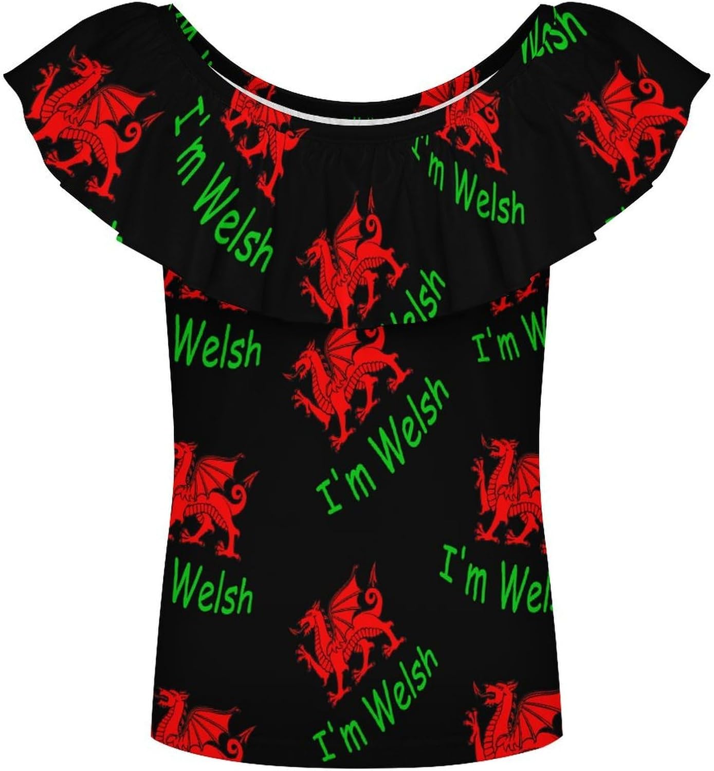 I'm Welsh Girls T-Shirts Top Ruffle Short Sleeve Blouse Casual Graphic Tees