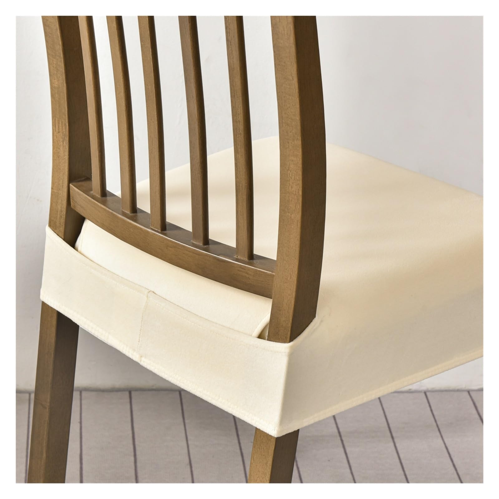 Coprisedie Universali 4 Pezzi - Velluto Elasticizzato Per Cucina E Ufficio, Beige Chiaro