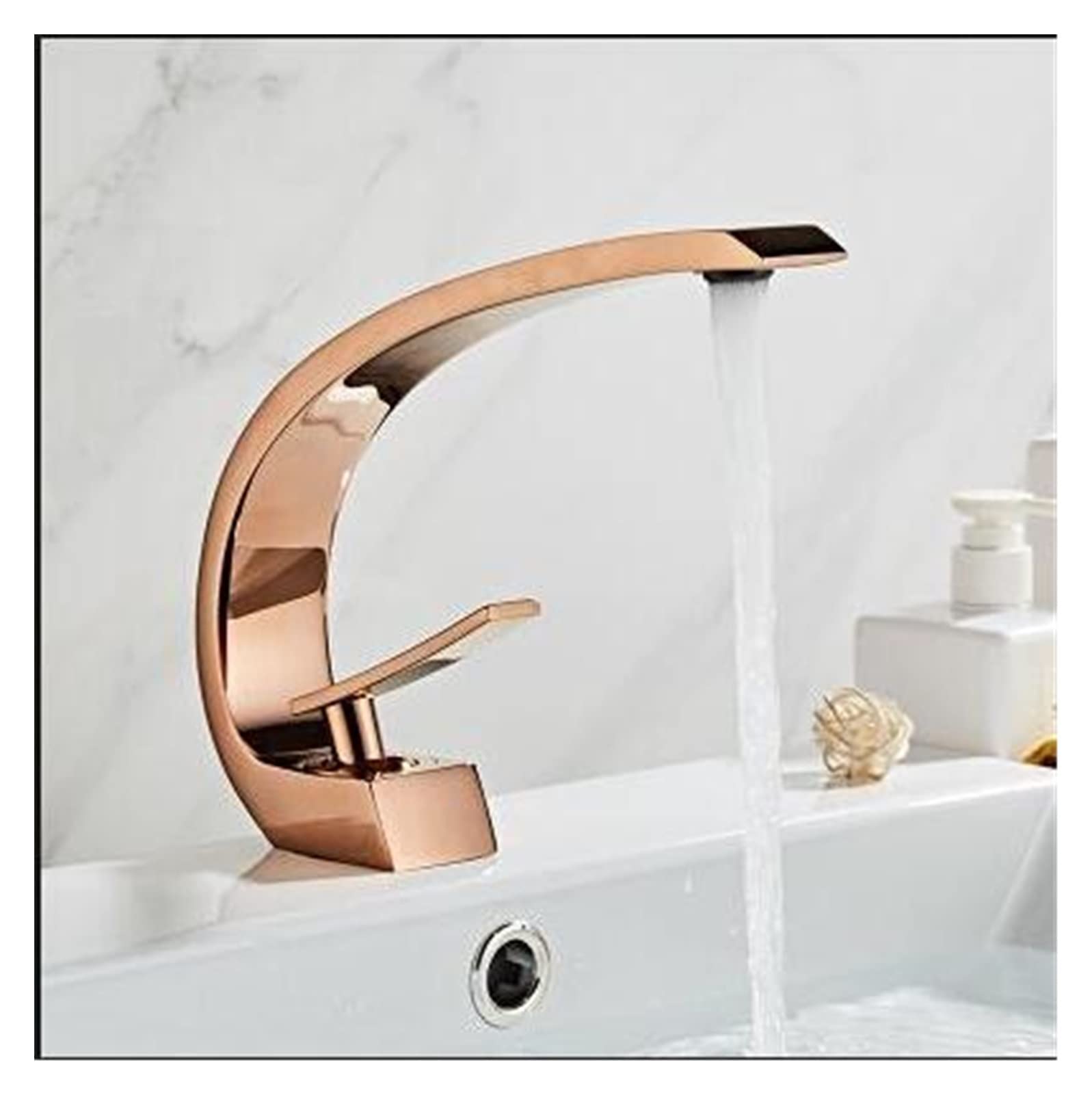 Mooilko Rose Gold Basin Faucet Gold Bathroom Mixer Tap Wash Faucet Nickel Lavotory Faucet Brass Hot And Cold Waterfall Faucet Easy To Install(Rose Gold)