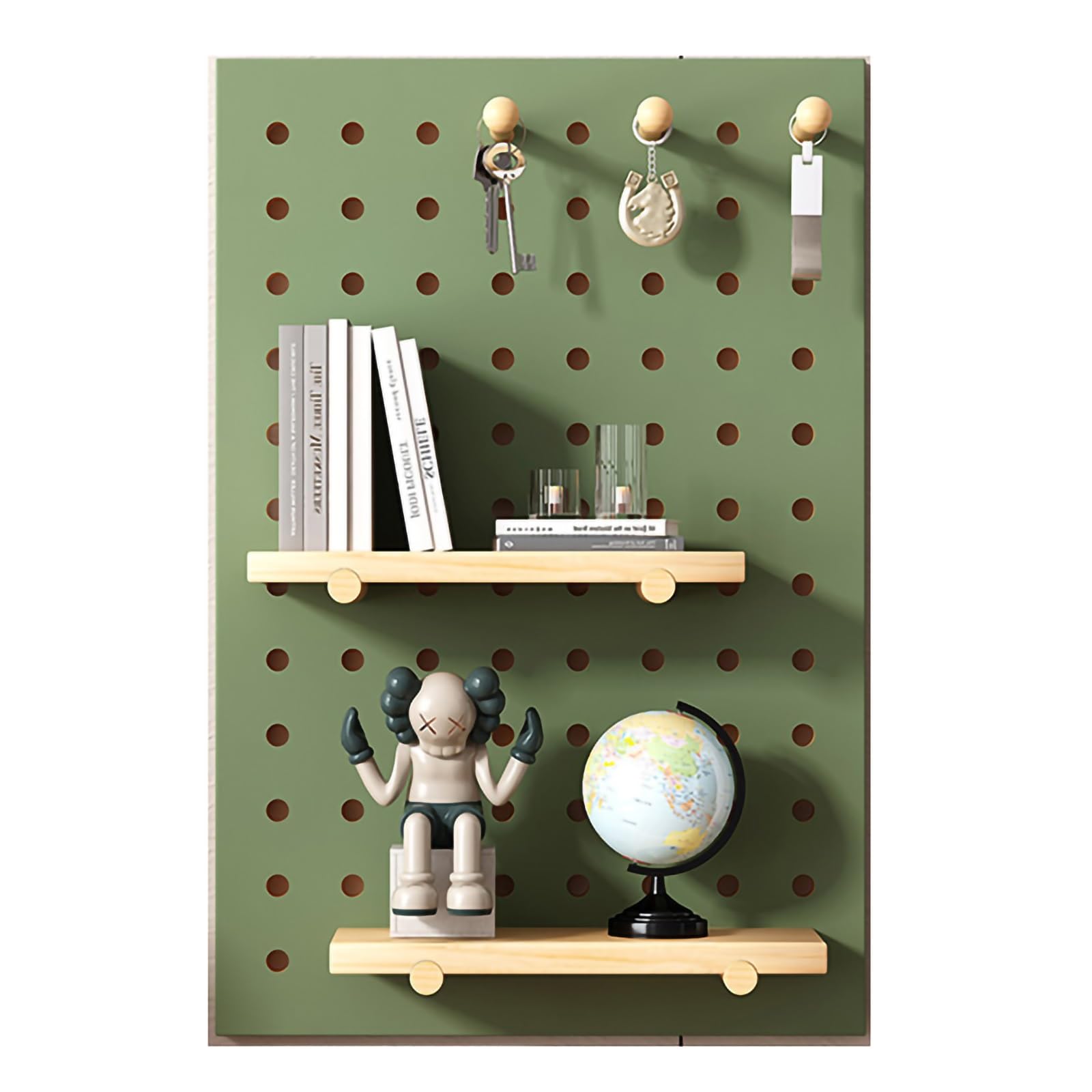 Stecktafel aus Holz, Stecktafel-Wandhalterung, Display-Stecktafel, Holz-Garage, Stecktafel-Wand-Organizer, Stecktafel-Panel-Kit, Installationszubehör für Küche, Wohnzimmer, Büro (grün, 60 x