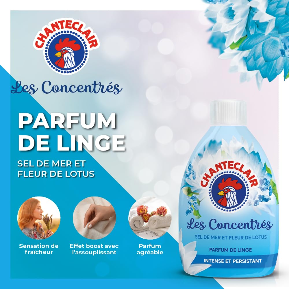 Chanteclair - Parfum de Linge Sel de Mer et Fleur de Lotus, Intense et Persistant, 22 Doses, 220.00 ml (Lot de 1)